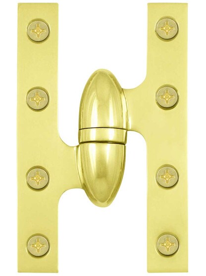 5 inch x 3 1/4 inch Premium Olive Knuckle Hinge in Polished Brass, Left.